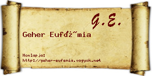 Geher Eufémia névjegykártya